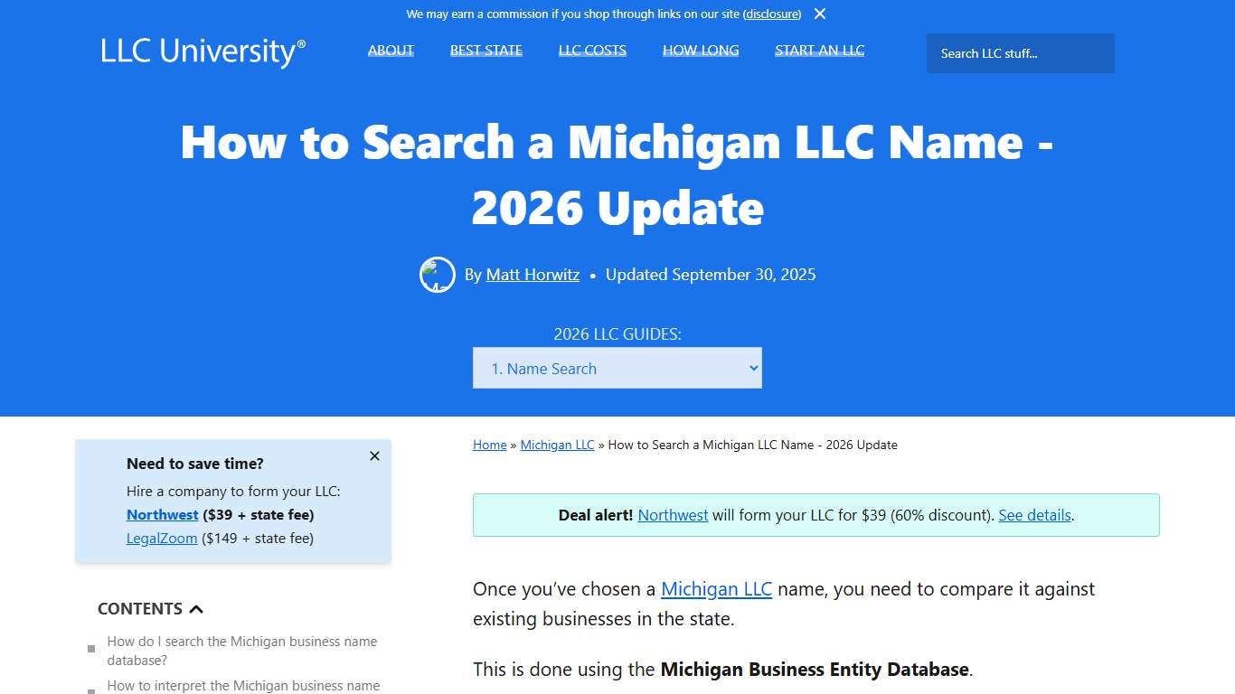 Michigan Business Name Search (LLC lookup) - 2026 Guide